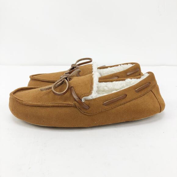 Nordstrom Rack Mens Bonfire Moccasin Slipper Small 7-8 Tan Chestnut NWT - Picture 4 of 9
